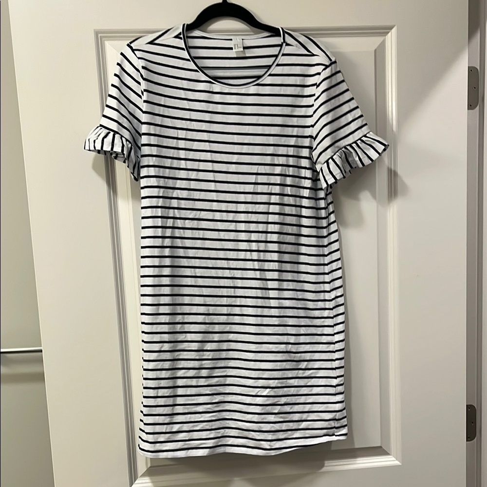 Striped Ruffle Sleeve Dress
